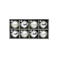 8-Piece Silvertone Glass Ball Ornament Set