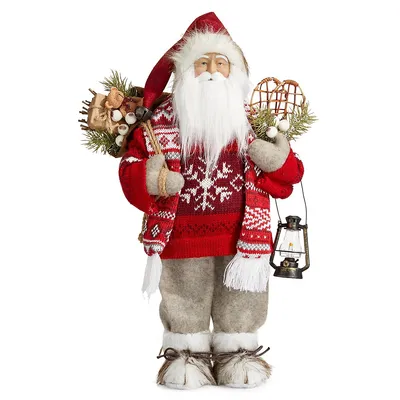16-Inch Santa Figurine With Fair Isle Sweater