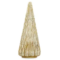 12.5-Inch Gold Glass Tree Décor with LED