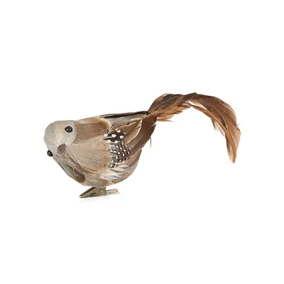 Grey Bird Ornament With Clip