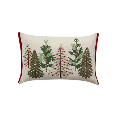 Embroidered Christmas Trees Cushion