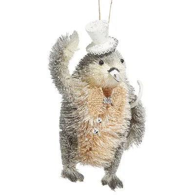 Sisal Penguin Ornament With White Hat