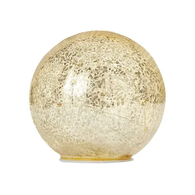 LED Lights Antique-Style Goldtone Glass Ball