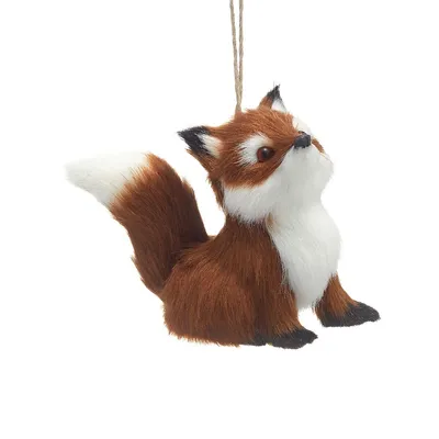 Faux Fur Brown Fox Ornament