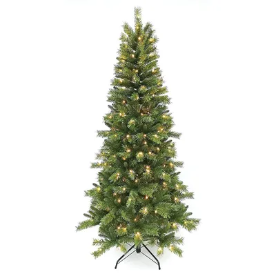 7ft Olive Forest Pine Pre-Lit Christmas Tree With 250 Low Voltage Lights & 779 Mixed Tips