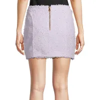 Button-Detail Tweed Mini Skirt