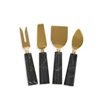 Set Of 4 Black Marble Cheese Knives