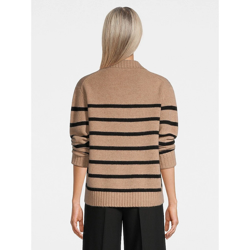 Open-Neck Cashmere Polo Sweater