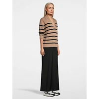 Open-Neck Cashmere Polo Sweater