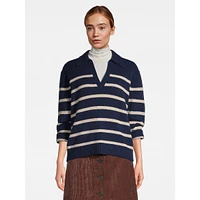 Open-Neck Cashmere Polo Sweater