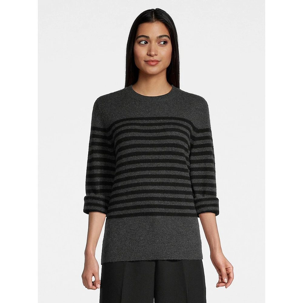 Striped Cashmere Crewneck Sweater