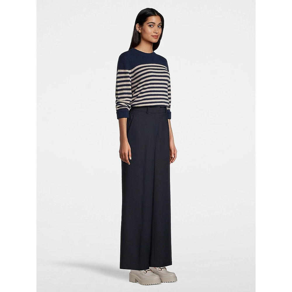 Striped Cashmere Crewneck Sweater