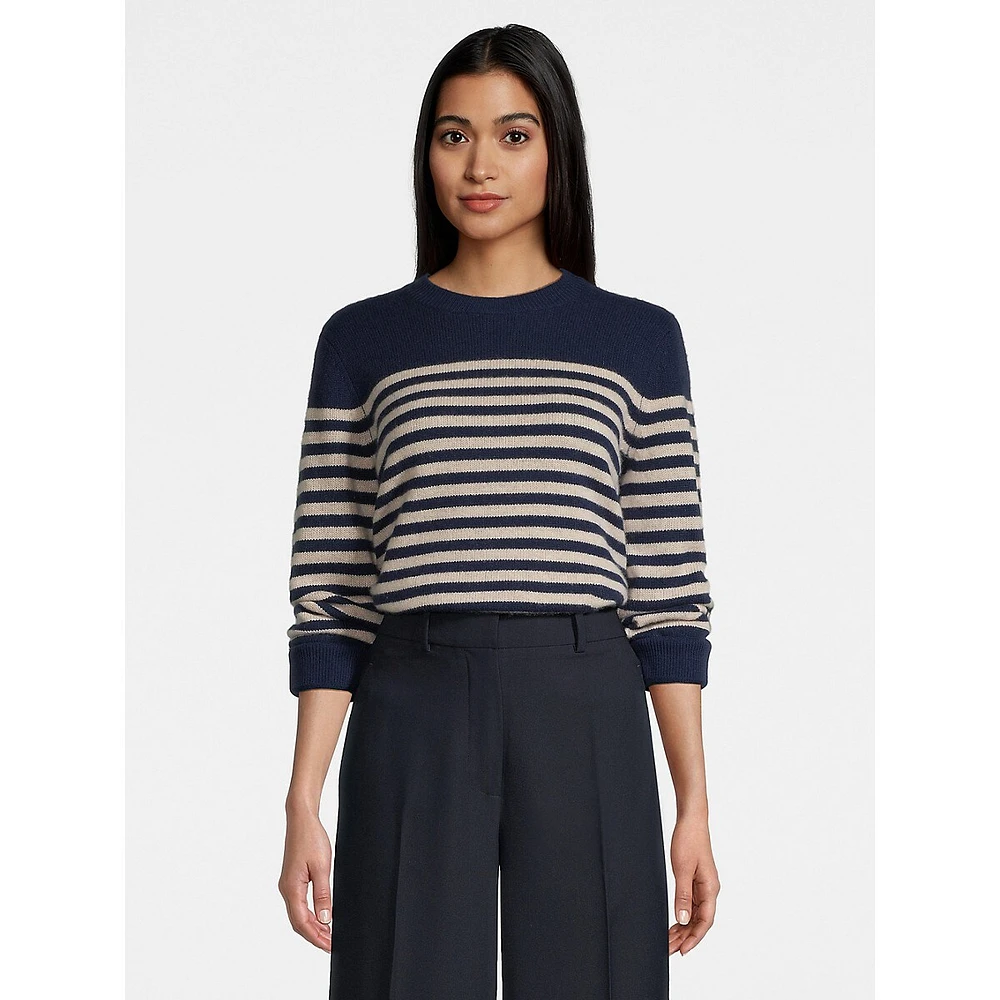 Striped Cashmere Crewneck Sweater