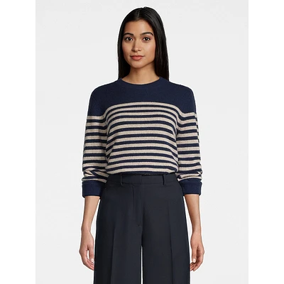 Striped Cashmere Crewneck Sweater