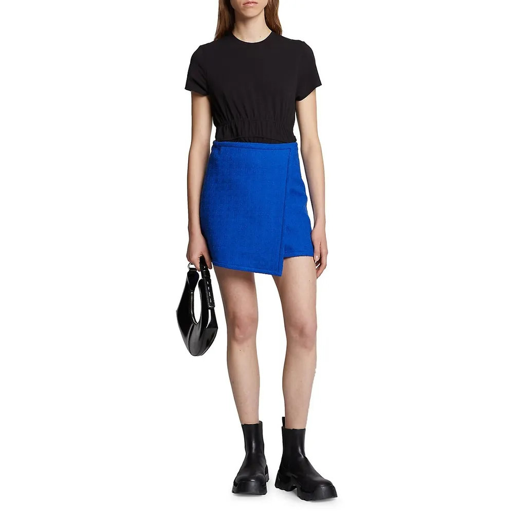 Asymmetrical Tweed Mini Skirt