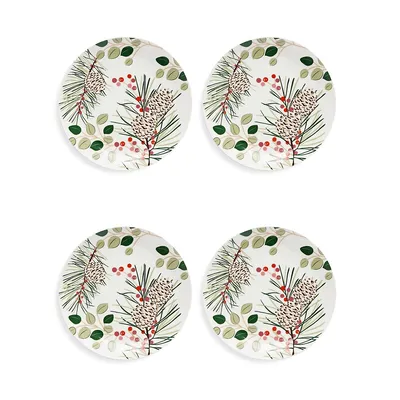 Holiday Cardinal 4-Piece Appetizer Plate Set