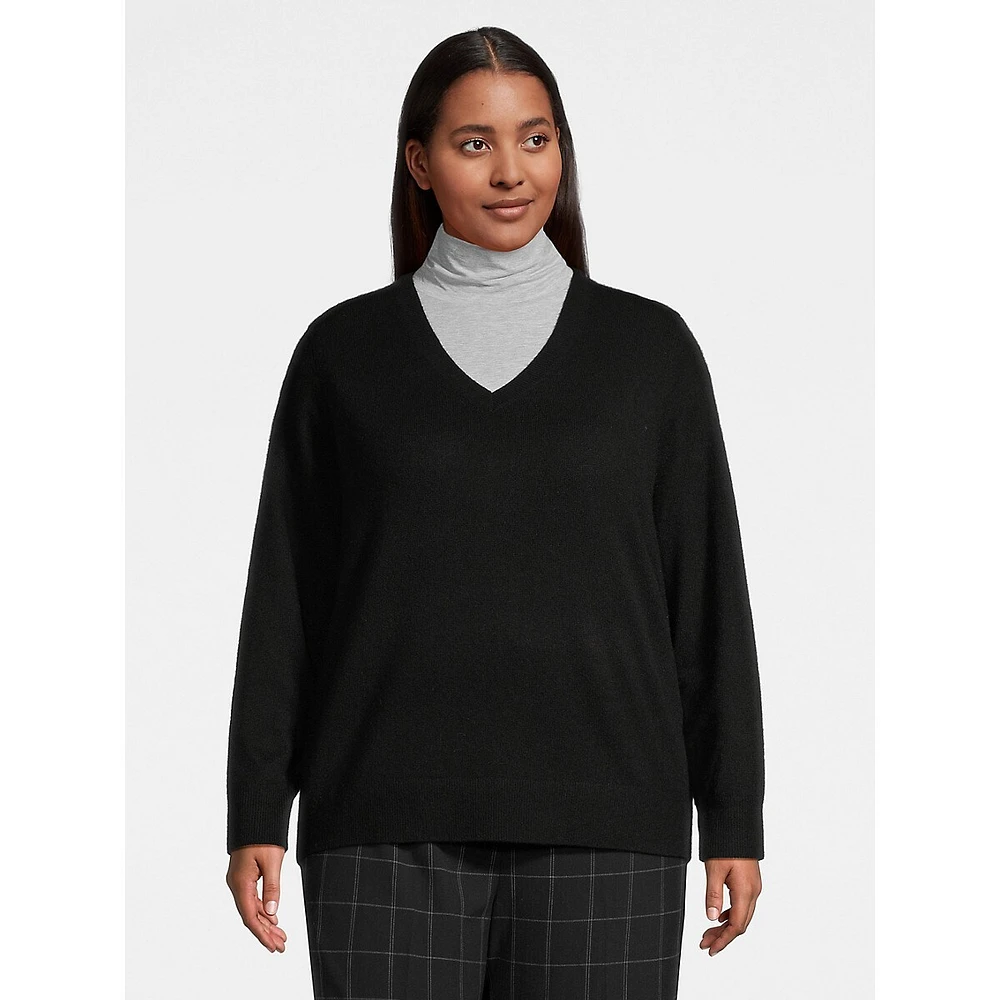 Plus Cashmere Classic V-Neck Sweater