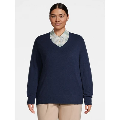 Plus Cashmere Classic V-Neck Sweater