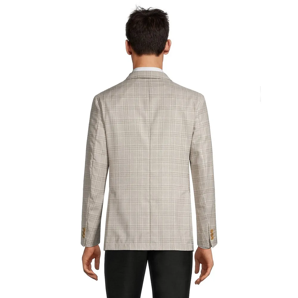 Regular-Fit Wool Check Blazer