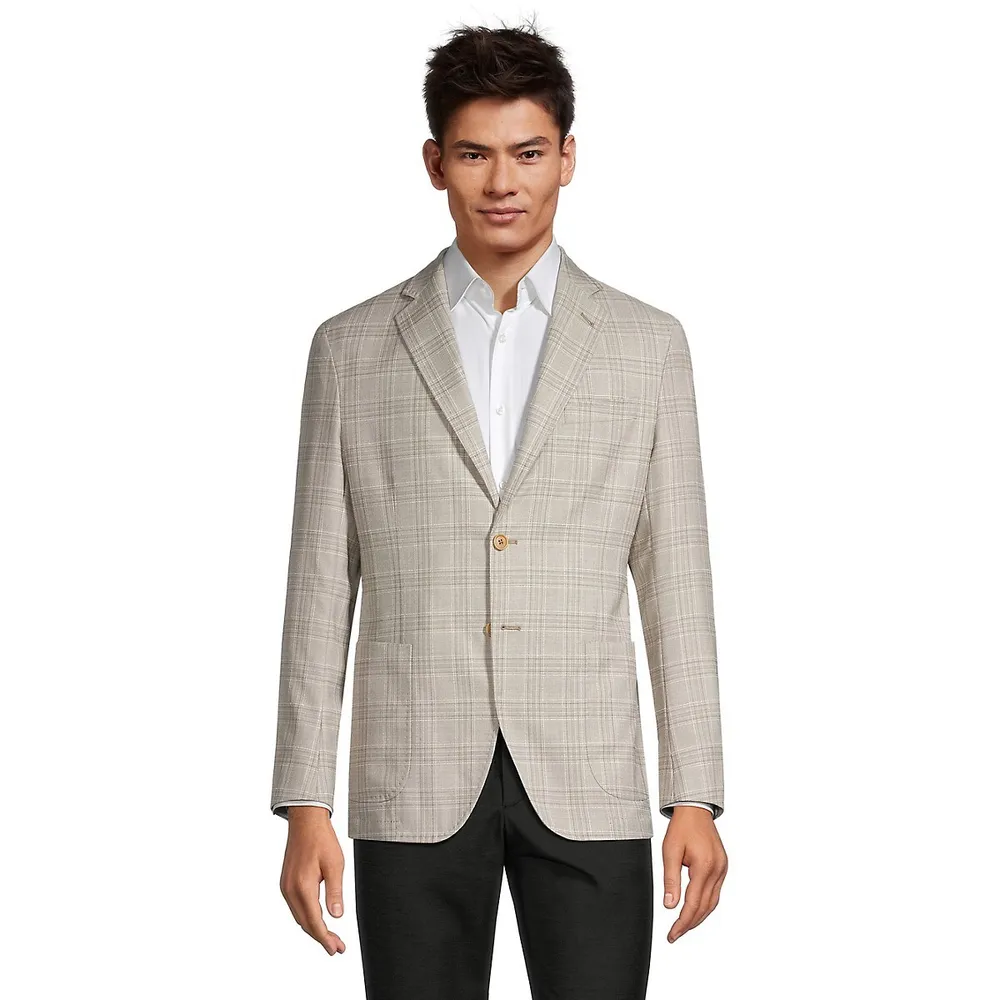 Regular-Fit Wool Check Blazer