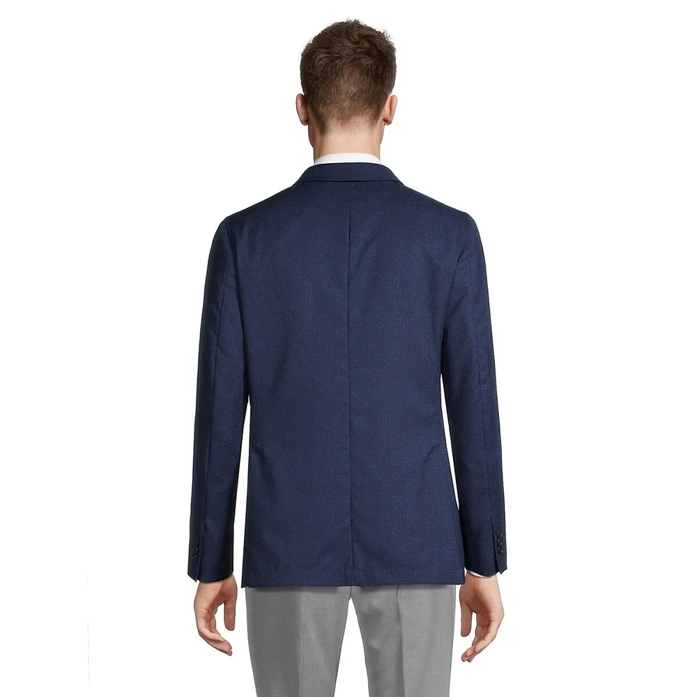 Regular-Fit Wool Check Blazer