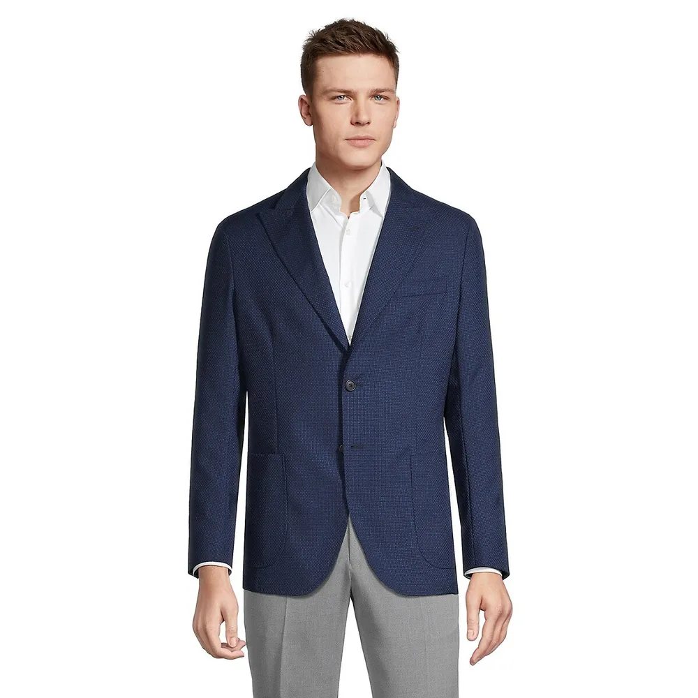 Regular-Fit Wool Check Blazer