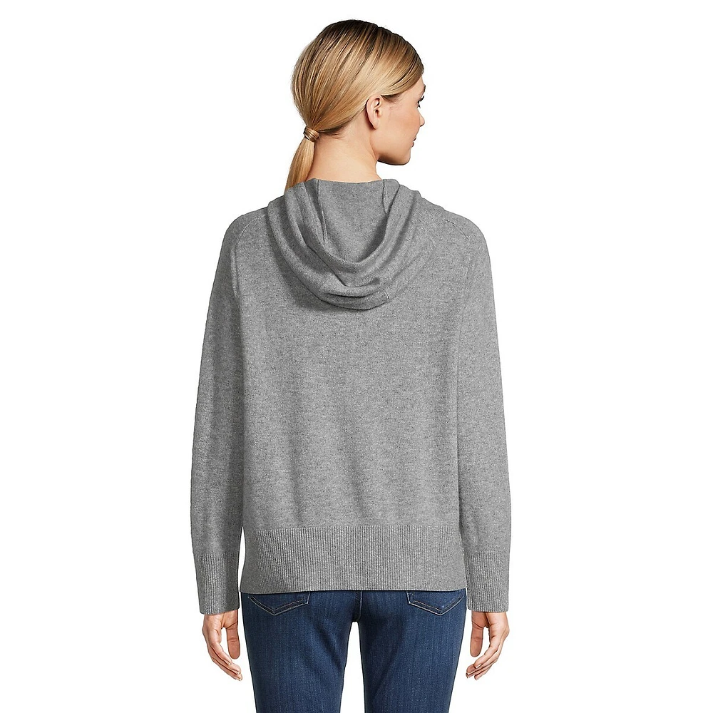 Saddle-Sleeve Cashmere Hoodie