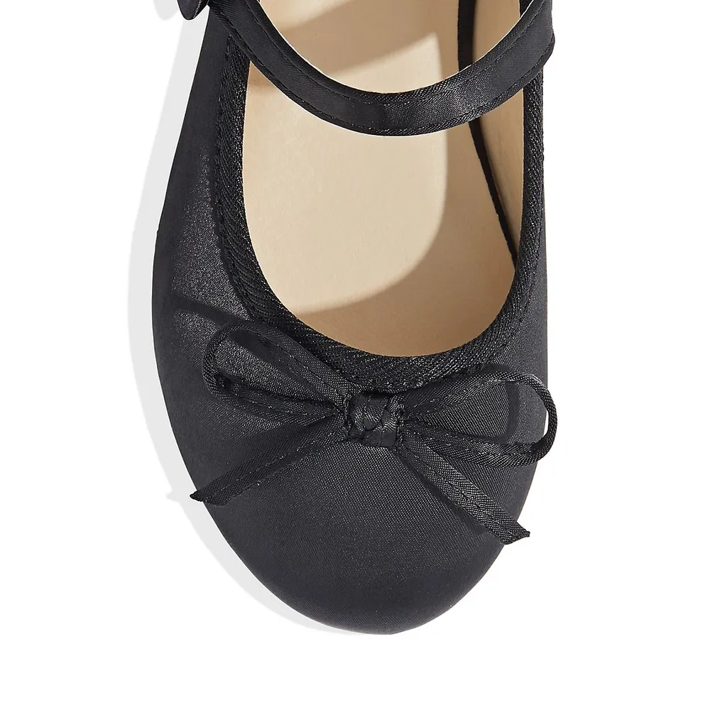 Kid's Abby Strapped Satin Flats