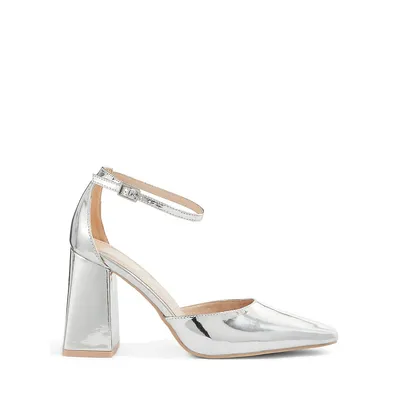 Malaya Ankle-Strap Block-Heel Pumps