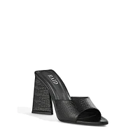 Selena Croc-Embossed Slide Dress Sandals