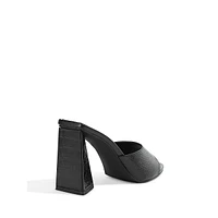 Selena Croc-Embossed Slide Dress Sandals