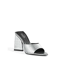 Selena Croc-Embossed Slide Dress Sandals