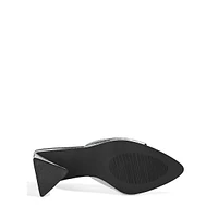 Selena Croc-Embossed Slide Dress Sandals