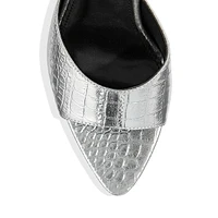 Selena Croc-Embossed Slide Dress Sandals