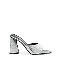 Selena Croc-Embossed Slide Dress Sandals