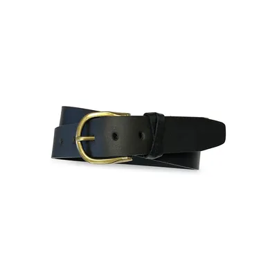 Leather & Goldtone Buckle Belt