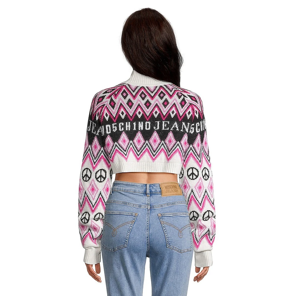 Fair Isle Logo Mockneck Crop Sweater