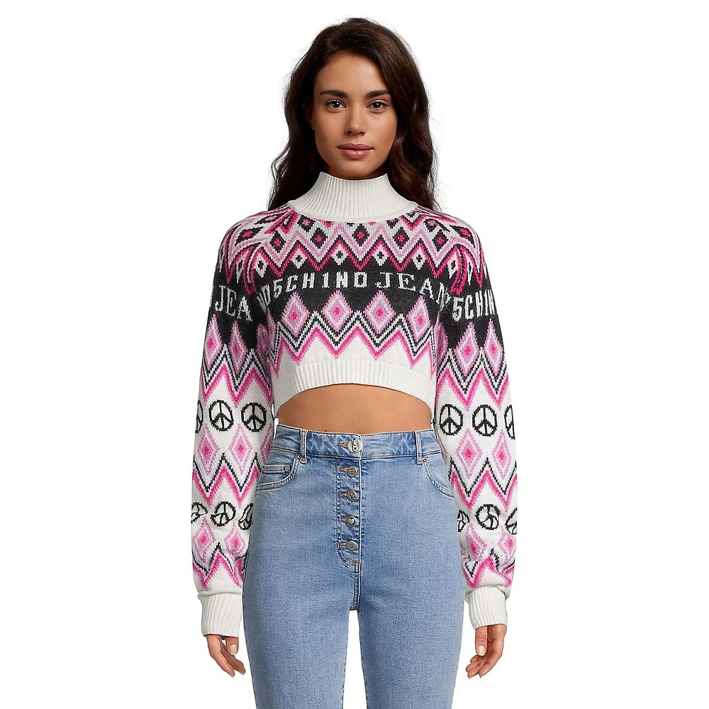 Fair Isle Logo Mockneck Crop Sweater