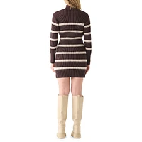 Mockneck Striped Sweater Dress