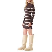 Mockneck Striped Sweater Dress
