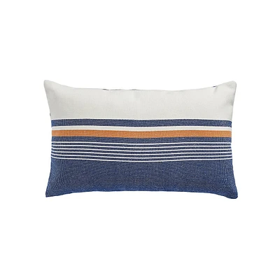 Woven Coastal Stripe Outdoor Lumbar Cushion
