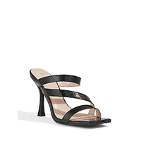 Serpentine-Embossed Dress Slide Sandals