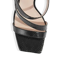 Serpentine-Embossed Dress Slide Sandals