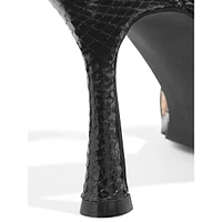 Serpentine-Embossed Dress Slide Sandals