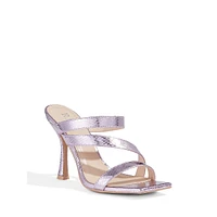 Serpentine-Embossed Dress Slide Sandals