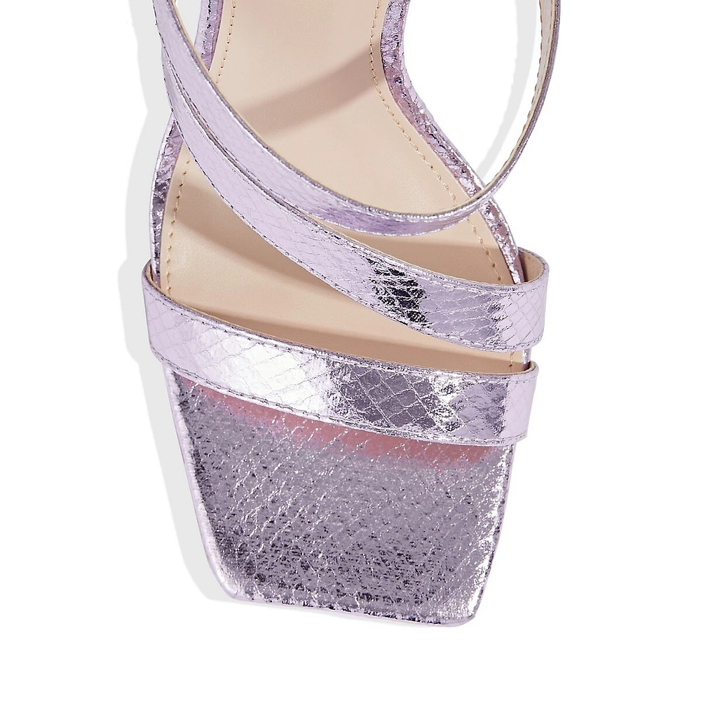 Serpentine-Embossed Dress Slide Sandals