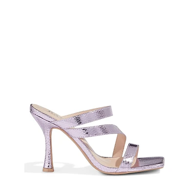 Serpentine-Embossed Dress Slide Sandals