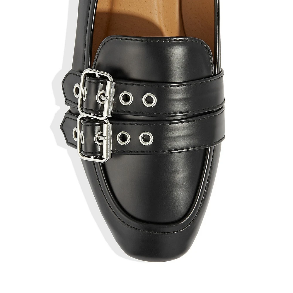 Eiko Buckle-Detail Point-Toe Flat Shoes
