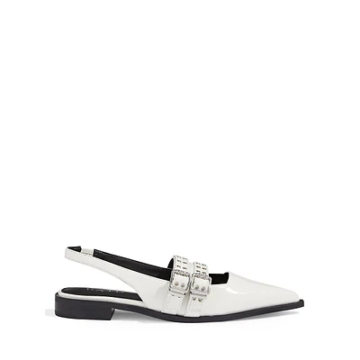 Ichika Buckle-Strap Patent Sling-Back Pumps