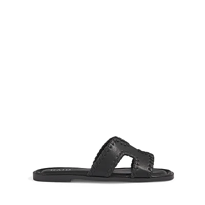 Ginerva Cutout & Whipstitched Flat Slide Sandals